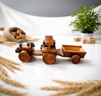 Handcrafted Wooden Tractor Toy with Trailer | Eco-Friendly Kids Toy